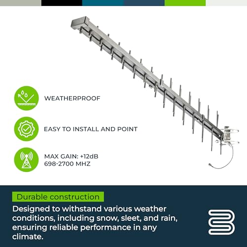 Image of Bolton Technical Arrow Directional 4G LTE Cellular Antenna - Weatherproof Outdoor LPDA for Signal Boosters & Routers, 698-2700 MHz Wideband, +12 dBi High Gain, 50 Ohm N-Female