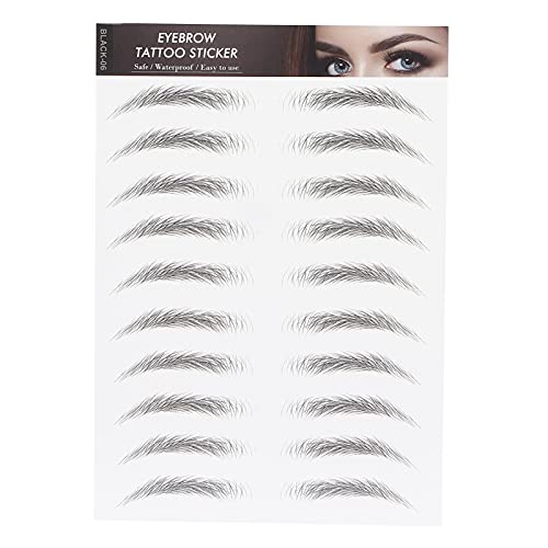 Autocollants de Tatouage de Sourcils 6D, Pochoirs de Mise en Forme des Sourcils, Faux Sourcils Imperméables Semi-permanents pour Femmes(NOIR-06)