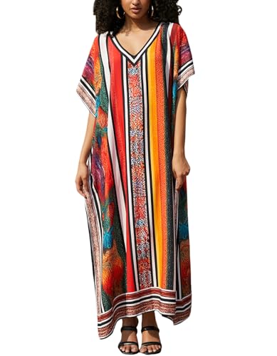 Image of NFVNKJ Women's Plus Size Beach Lounge Kaftan Maxi Dress Swimsuit Coverup for Women