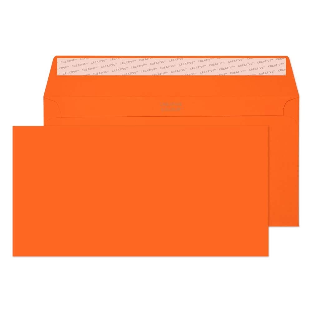 Blake Creative Colour - Coloured Orange DL+ Envelopes (114 x 229 mm) - Pack of 500 - FSC Certified - 120GSM - Peel and Seal Orange Envelope - Invitation Envelopes/Card Making Supplies (205)