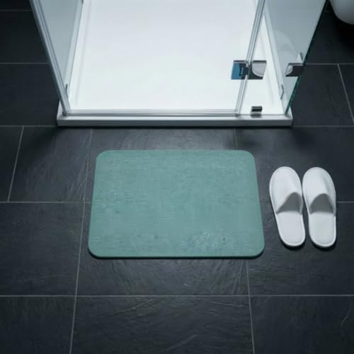 Image of Stone Bath Mat | Diatomaceous Earth Non-Slip Quick Drying Bathroom Floor Mat | Super Absorbent Bathtub & Shower Mat | Odor Free, Safe & Clean for Bathroom & Kitchen (Sea green, 29.5 x 39.5 cm)
