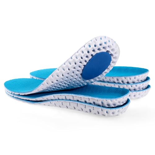 Image of XINIFOOT 3 Pairs Elastic Shock Absorbing Shoe Insoles Breathable Honeycomb Sneaker Inserts Sports Shoe Insole Replacement Insoles for Women (Blue)
