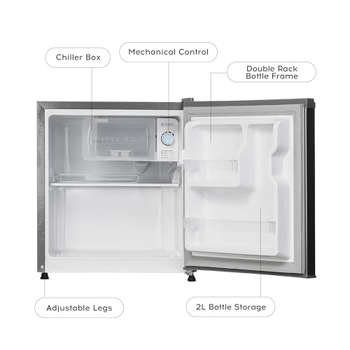 Image of Cruise 50 L 2 Star Compact Minibar Refrigerator with Freezer - Direct Cool Technology (Single Door, Ideal for Bedroom, Hostels & Offices, 2026 Star Rating, Brushed Steel, CRDSDM-FZ30552S)