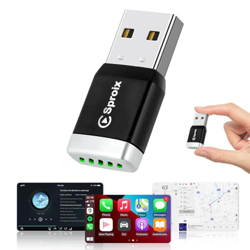 Wireless Carplay Adapter for Apple iPhone iOS 10+ ＆ Android Mini Ultra-Compact USB-A Dongle Converts Wired to Wireless Car Play Adapter Plug & Play Fast Auto Connection for Cars 2016+