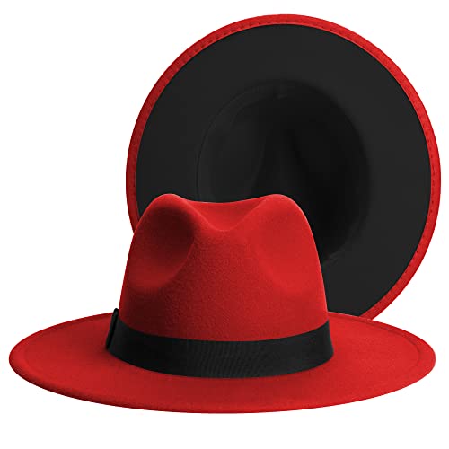 Image of Womens & Mens Fedora Hats, Wide Brim Fedora Hats for Women Men