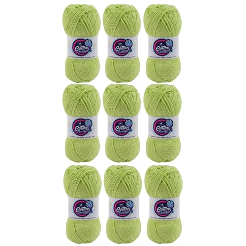 Image of NESTNHAVEN Cotton Candy 100% Cotton Yarn - (100g, 185 Meters) - Luxury Yarn for Crochet, Amigurumi, Embroidery, Toys, Garments, Flowers and Hobby, Projects. (Parrot Green) | (900 Gm)