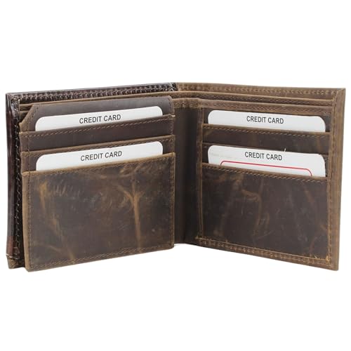 American Bison Tooled Side Bifold Wallet with Conchos–Oil Pull Up Classic Western Craftsmanship & RFID Protection (Buffalo Nikle, Brown)4