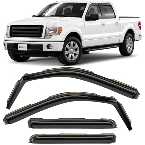 Image of CLIM ART in-Channel Incredibly Durable Rain Guards for Ford F150 2009-2014 SuperCrew, Original Window Deflectors, Vent Window Visors, Vent Deflector, 4 pcs. - 609029