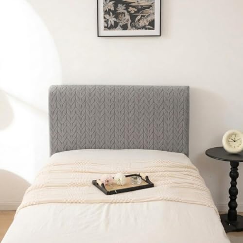 Image of HOMETHREADS Stretchable Lycra /Velvet Headboard Cover | Soft, Dust-Proof & Wrinkle-Resistant Bed Back Protector | Fits Leather, Wooden & Fabric Bedsides | for 3ft to 3.5ft Beds (Grey,90x65cm)