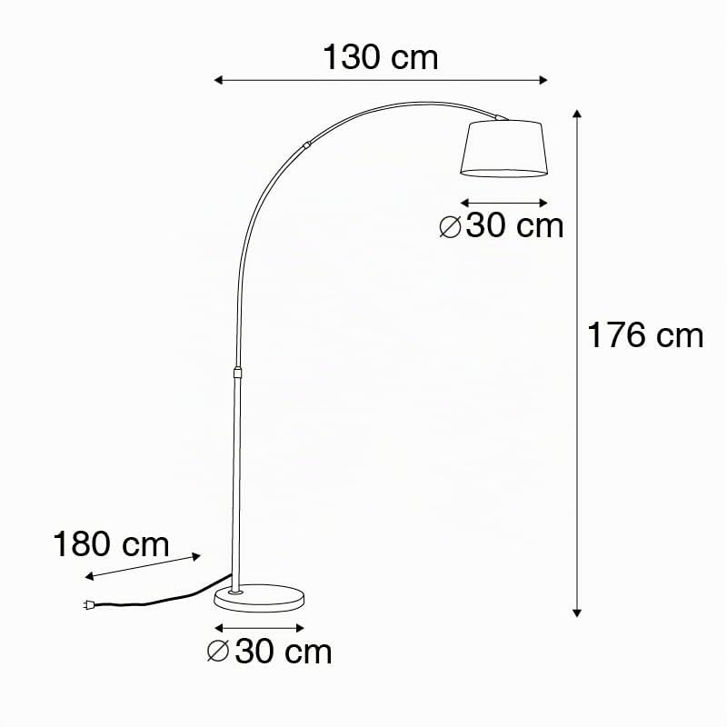 Qazqa arc-basic - Lampada da terra arco Moderno - 1 luce - L 1300 mm - Grigio - Moderno - Soggiorno