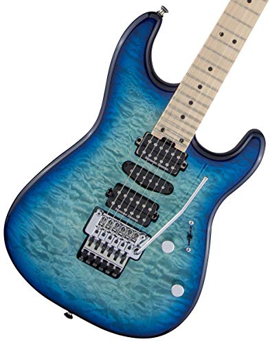 Charvel MJ San Dimas Style 1 HSH FR M QM MN Caribbean Burst guitare électrique avec hardshell gig bag - Les Beatles, Paul McCartney, John Lennon, RIngo Starr, George Harrison Charvel MJ San Dimas Style 1 HSH FR M QM MN Caribbean Burst guitare électrique avec hardshell gig bag