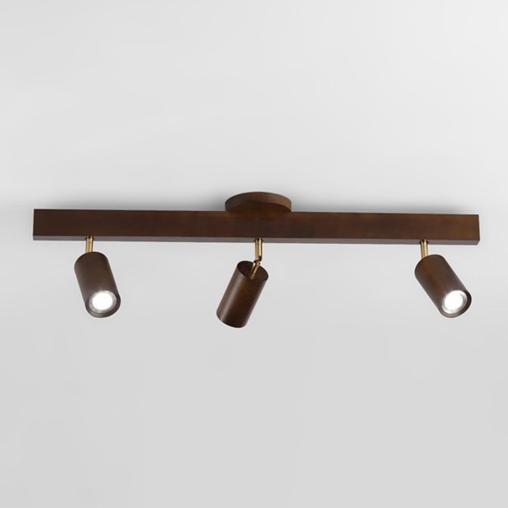 BHGFYXBS Fixed Led Track Lighting Fixture Walnut Ceiling Spotlight 350°+90° Directional Spotlights Accent Lamps Foldable Kitchen Track Spot Lights For Bedroom Living Room Hallway,6000k-3light
