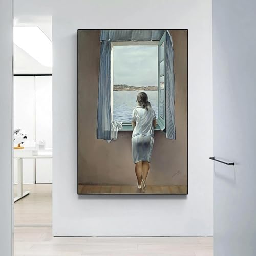 Artista Salvador Dali Mujer en la ventana Lienzo Pinturas al óleo carteles e impresiones Imágenes artísticas de pared para la decoración de la sala de estar 60x80cm (24x32in) Sin marco