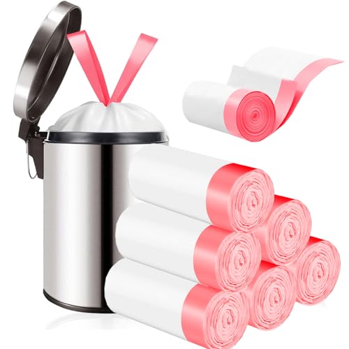 KITBEST Bolsas de basura con asa, 120 unidades, 10L con cordón, biodegradables, pequeñas, para cocina, baño, oficina (45 x 50 cm)