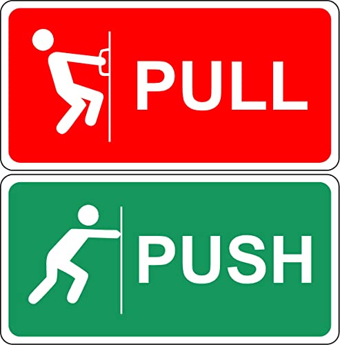 Image of Push & Pull door entry signs - Self adhesive stickers (200mm x 100mm)