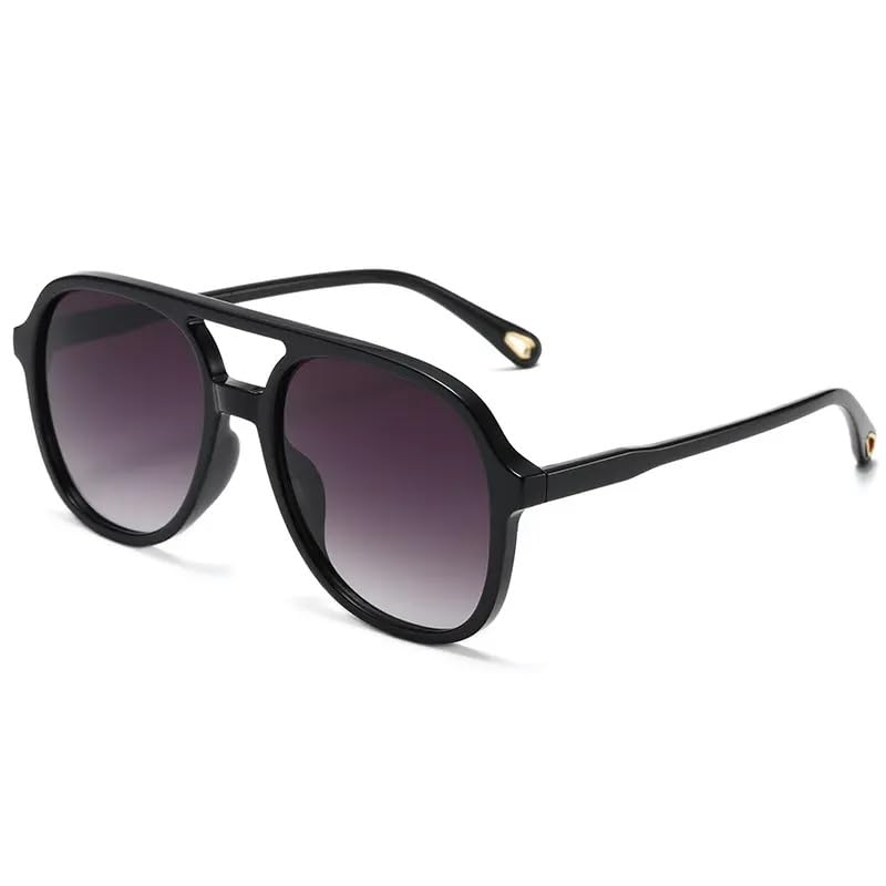 Image of Retro UV Protected Pilot Aviator Sunglasses for Women Men Classic Vintage Trendy Square Aviators Anti Glare Lightweight Metal Hinge Goggles