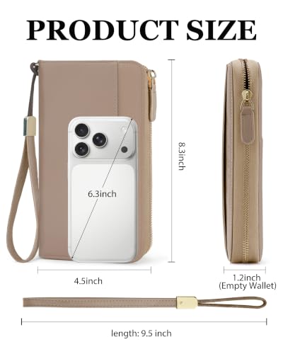 Image of Large Wallet for Women, Clutch Wallet with Passport Holder | RFID Wallet for Women, Zipper Clutch Purse, Passport Holder for Travel, Multiple Card Slots, Phone Pocket, Wristlet Strap