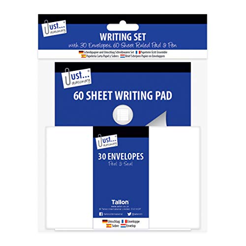 Just Stationery 4130 Writing Set with 60 Sheets 30 Envelopes and Pen