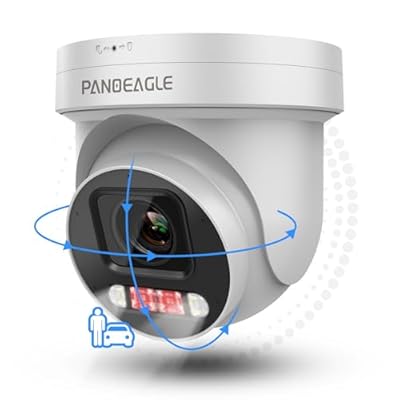 PANOEAGLE 4K AI IP POE PTZ Camera, 8MP PTZ Security Camera Outdoor,5X Optical Zoom 2.7~13.5mm Lens, 2-Way Audio, Smart Human/Vehicle Detection, Spotlight Color Night Vision,SD(512GB), IP67