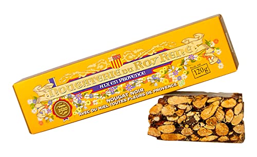 NOUGATERIE DU ROY RENÉ Epicerie Fine - Nougat Noir avec du miel toutes fleurs de Provence étui 120g.
