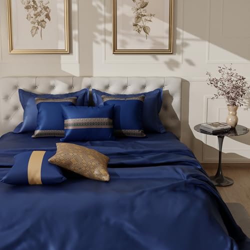 Image of Stoa Paris Cushion Covers for Home, Digital Printed Pillow Covers Set of 5, Throw Cushion Covers for Bed, Sofa, Home Decor - Mystique Blue, Eternal Glow