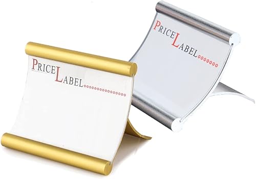 2 soportes transparentes inclinados para letreros con parte trasera inclinada, soporte de etiqueta de precio, soporte de mostrador para bodas,