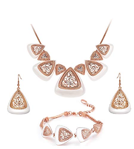 Crystal Lady Enamel Plated Rose Gold Color Stud Earrings Jewellery for Women
