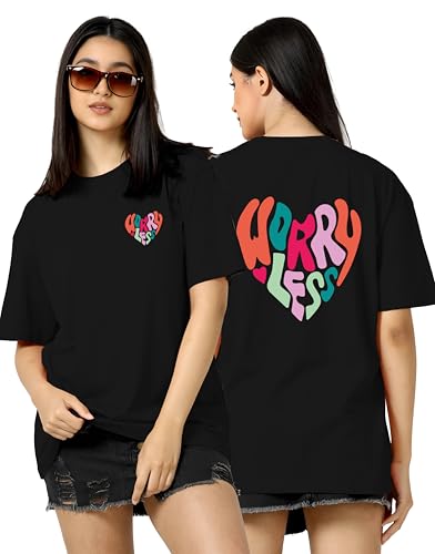Image of TQH Women's Casual Printed Round Neck, Oversized Longline Drop Shoulder Boho Style T-Shirt