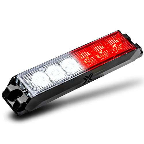 Image of NanoFlare 5 inch 6W Red White LED Surface Mount Police Grill Strobe Warning Light [SAE Class 1] [Sync-able Modes] 12V Rectangle Grille Flashing Emergency Fire Light for Responder Firefighter Vehicle Cars