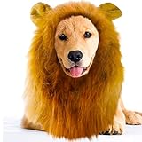 SunGrow Lion Mane Wig with Ears, 28 Inches Head Circumference, Photo Prop, Fancy Costume for Large Dogs and Cats, Perfect Lion Hat for Halloween and Cosplay Parties
