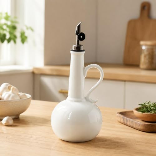 Botella dispensadora de aceite Chosertory de cerámica blanca individual con cierre 6