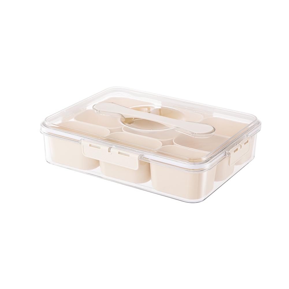 CTRLZS 9 Compartments Divided Serving Tray with Lid Portable Snack Box Kitchen Seasoning Food Container for Candy, Anise Pepper