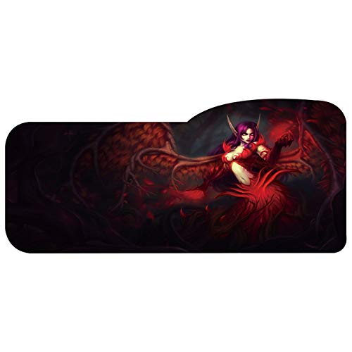 Gaming Mouse Pad Professional Curved Extended Size Large Computer Laptop Keyboard Desk Mat Waterproof Mousepad with Stitched Edges Anti Slip Rubber Base for School Office Home (LOL-Morgana)
