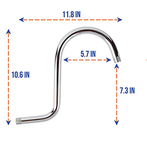 High Rise S Shape Shower Arm With Flange, Polished Chrome Shower Head Extension Arm Pipe #TOP1