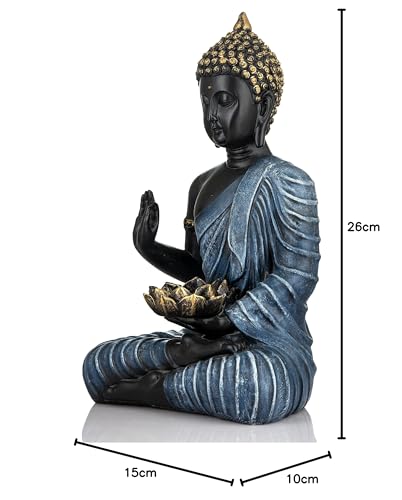 Polystone Home Decor Decoration Buddha Idol Statue Showpiece Gift Gifting Item-BLU_BLK-DB2-(21)