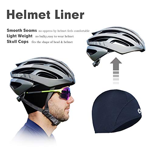 Empirelion Lightweight Thermal Skull Cap Ears Warm Cycling Helmet Liner Winter Running Beanie Hats Sweat Wicking Black #TOP1