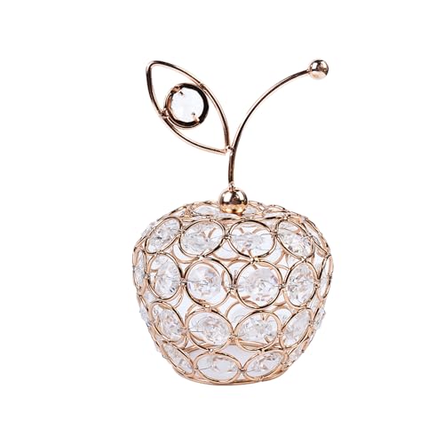 Laroal Adorno de fruta con forma de manzana de cristal brillante, escultura de fruta artificial, decoración de centro de mesa para mesa de comedor en casa, boda, fiesta de cumpleaños (dorado)