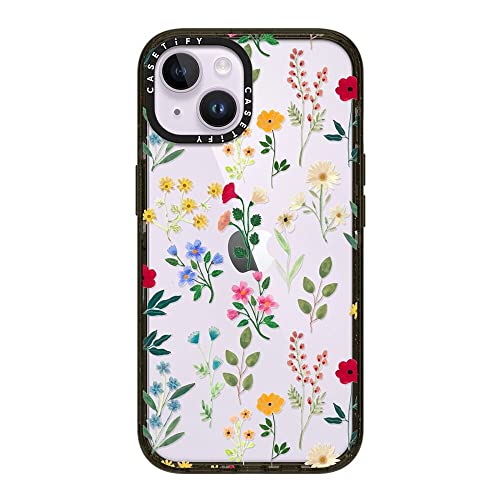CASETiFY �C���p�N�g iPhone 14 �P�[�X [MIL�K�i���� (4x MIL-STD-810G)/2.5m����̗����������N���A] - Spring Botanicals 2 - �O���b�V�[ �u���b�N