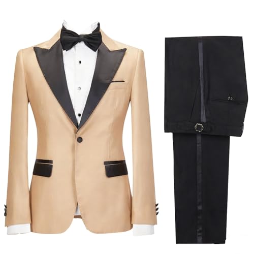 Costume deux pièces pour homme avec veste à un bouton et col à revers en pointe pour bal