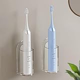 Toothbrush Holder Wall Mounted,Eco-Friendly Mighty Toothbrush Holder for Bathroom No Drilling 2Pack (2, Transparent Color)