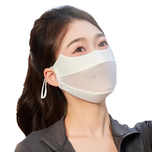eaonitu UV Face Cover UPF 50+ Women Summer Face Covering Breathable Outdoor Cycling Hiking (White)
