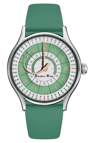 Image of DOUBLERUN Analog Watch, Silicone Strap, Roman Numerals, 24-Hour Display