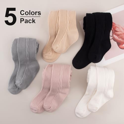 Meeshine Baby Girls Cable Knit Tights Soft Cotton Footed Leggings Toddler Ribbed Pantyhose Winter Warm Pantyhose4