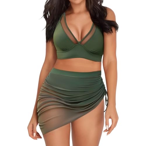 Generico Traje de baño de mujer acolchado sujetador Swimwear brasileño Beachwear Dos Piezas Curvy Verano Sexy Bikini Sets Ajustable Surf Trajes de Baño Caliente Clásico a Juego Traje de Piscina, Ag, L