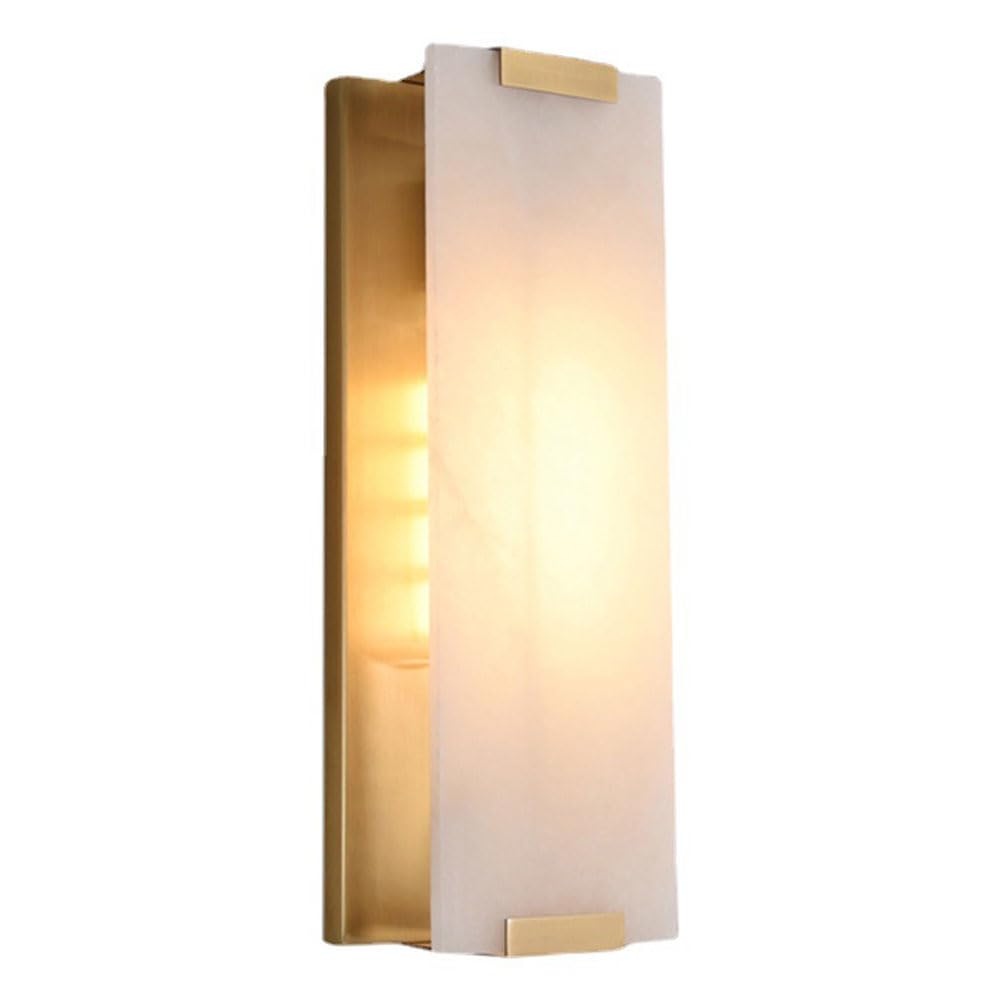 GUOGUOSM 18.1in Rectangular Alabaster Wall Lamp, G9 Screw Natural Marble Wall Sconce, Nordic Minimalist Style Indoor Wall Light, Bedroom Dining Room Stairs Decorative Lighting Fixtures