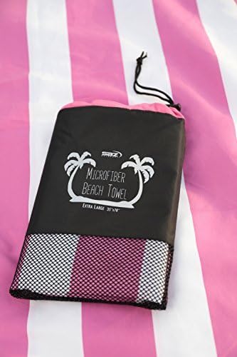 SBZ Outdoors Oversized Microfiber Beach Towels, Blue Pink Orange Stripes - Large - 31” x 70” Soft, Fast Drying, & Lightweight Towel (Large, Pink)