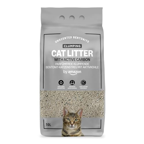 Amazon Lettiera per Gatti con Agglomerante e Carbone Attivo, Senza Profumazione, 10L (Confezione da 1)