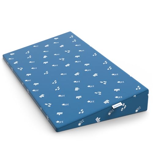 Image of Cherilo Full Size Elevated Wedge Baby Pillows for New Born, Pillow for Kids, Crib & Mattress, Prevents Acid Reflux, Colic, GERD, Heat Burn & Vomiting, 28 inch x 14 inch x 3.5 inch - with Cover, Star Design, Blue