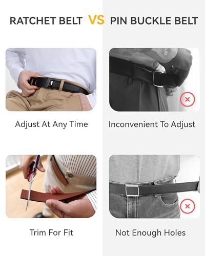 CHAOREN Mens Belt - Mens Ratchet Belt Leather 1 3/8" for Dress Pant - Micro Adjustable Belt Fit Everywhere4