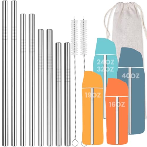 NiHome 8PCS Stainless Steel Straws for...